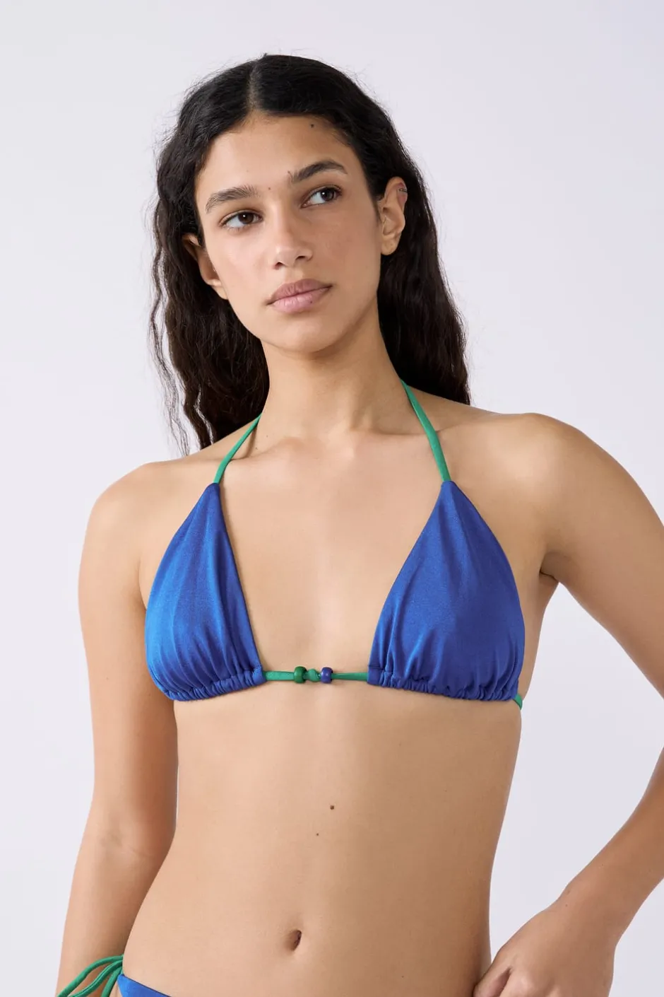 ETAM Triángulos|Top bikini triangular estampado AZUL NOCHE