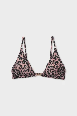 ETAM Triángulos|Top bikini triangular estampado ESTAMPADO FONDO MARRÓN
