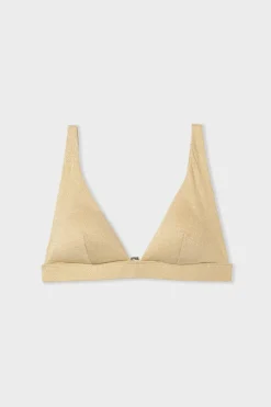 ETAM Triángulos|Top bikini triangular sin aros brillante DORADO