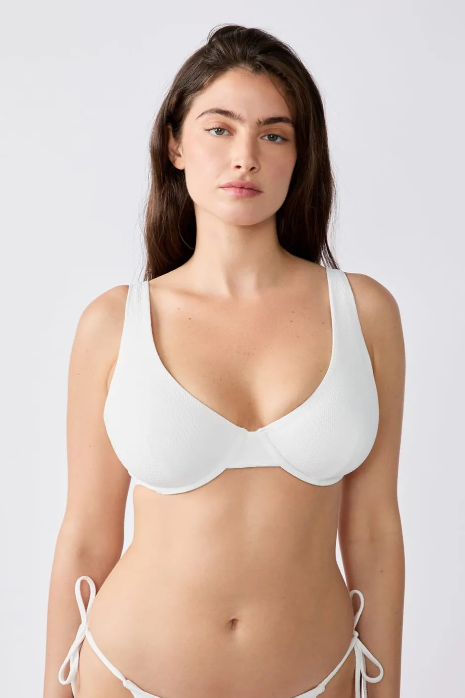 ETAM Con Aro|Sujetadores Talla Grande: Copas D-G|Top bikini triángulo con aros BLANCO