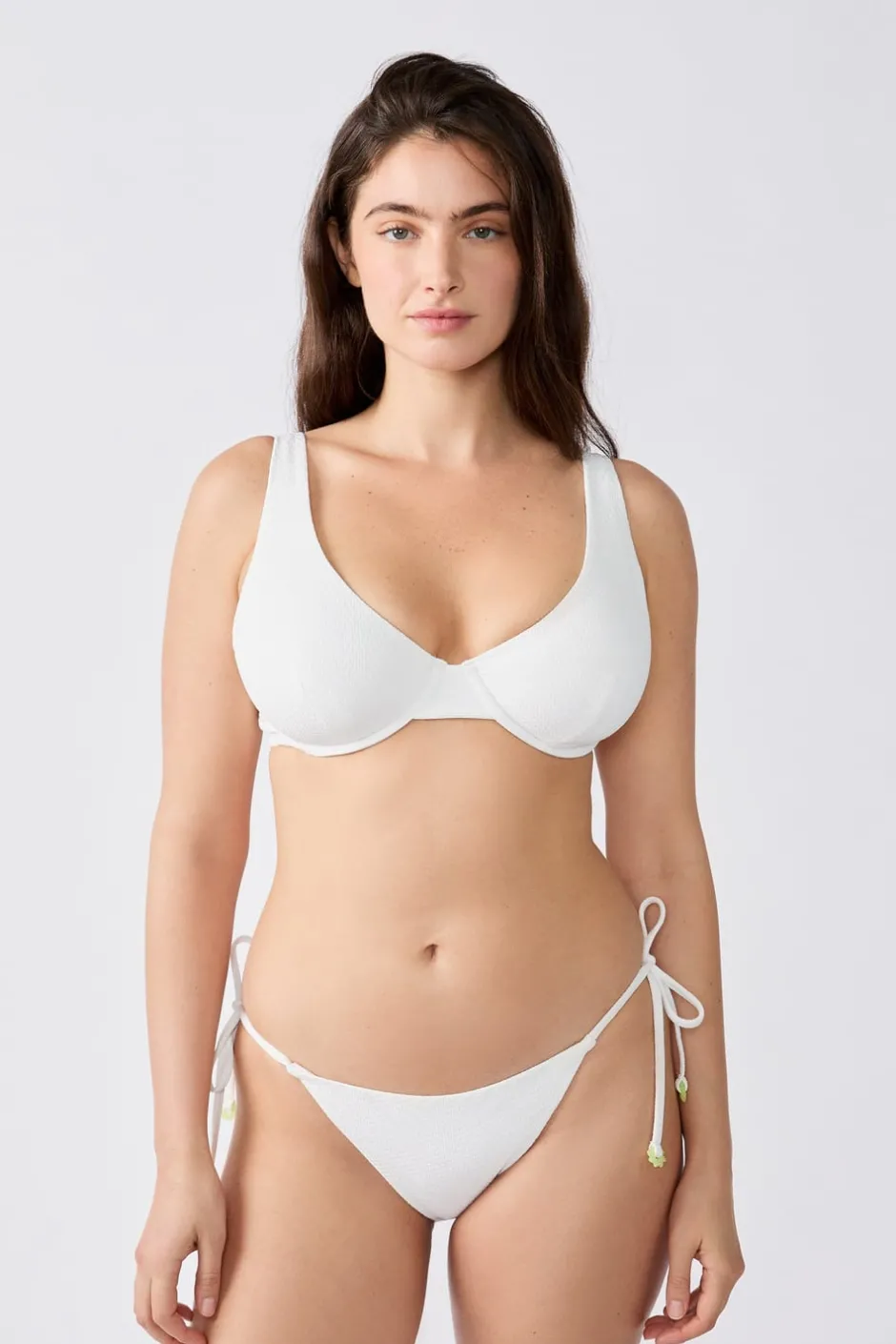 ETAM Con Aro|Sujetadores Talla Grande: Copas D-G|Top bikini triángulo con aros BLANCO