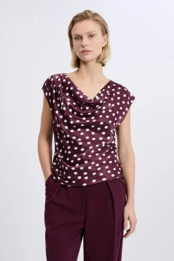 ETAM Manga Corta|Estampadas|Top bénitier à pois IMP FD VIOLET