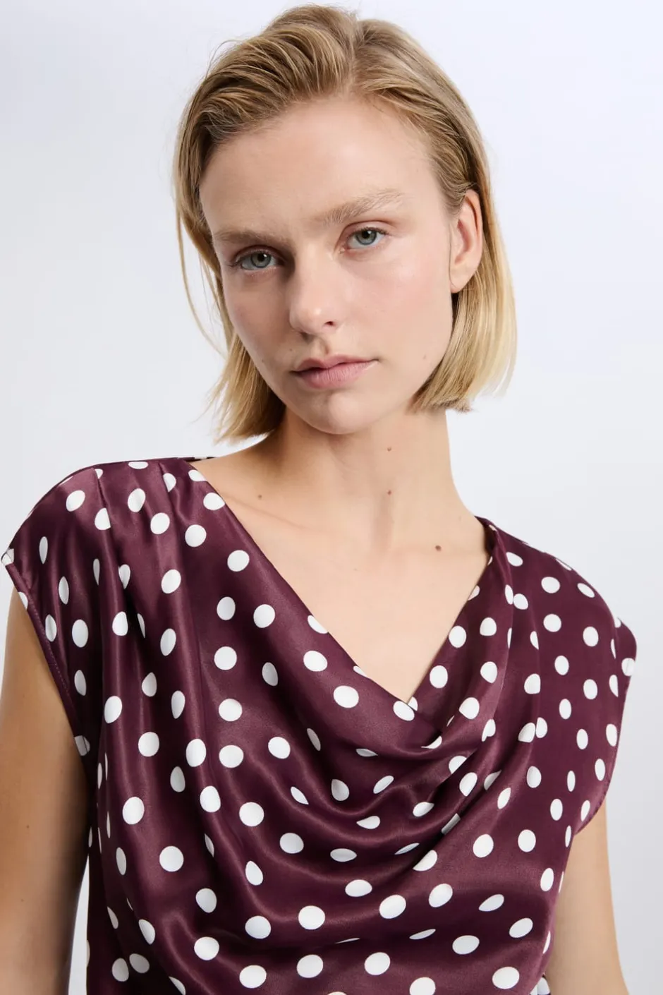 ETAM Manga Corta|Estampadas|Top bénitier à pois IMP FD VIOLET