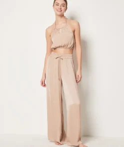 ETAM Partes De Arriba De Pijama|Top camisola satinado BEIGE
