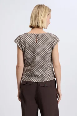 ETAM Cuello Redondo|Top col bénitier à carreaux BEIGE