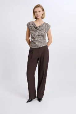 ETAM Cuello Redondo|Top col bénitier à carreaux BEIGE