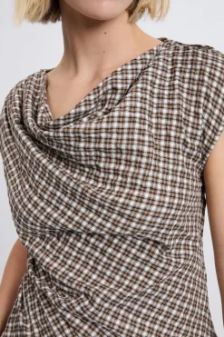 ETAM Cuello Redondo|Top col bénitier à carreaux BEIGE