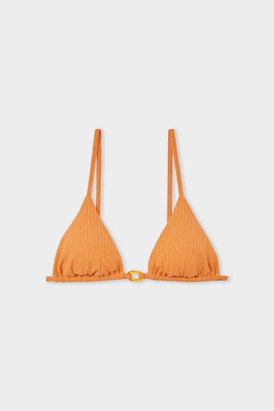 ETAM Triángulos|Top de bikini triangular de tejido brillante NARANJA