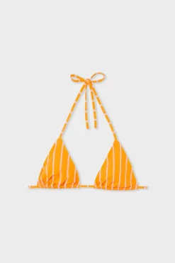 ETAM Triángulos|Top de bikini triangular a rayas IMP FD NARANJA