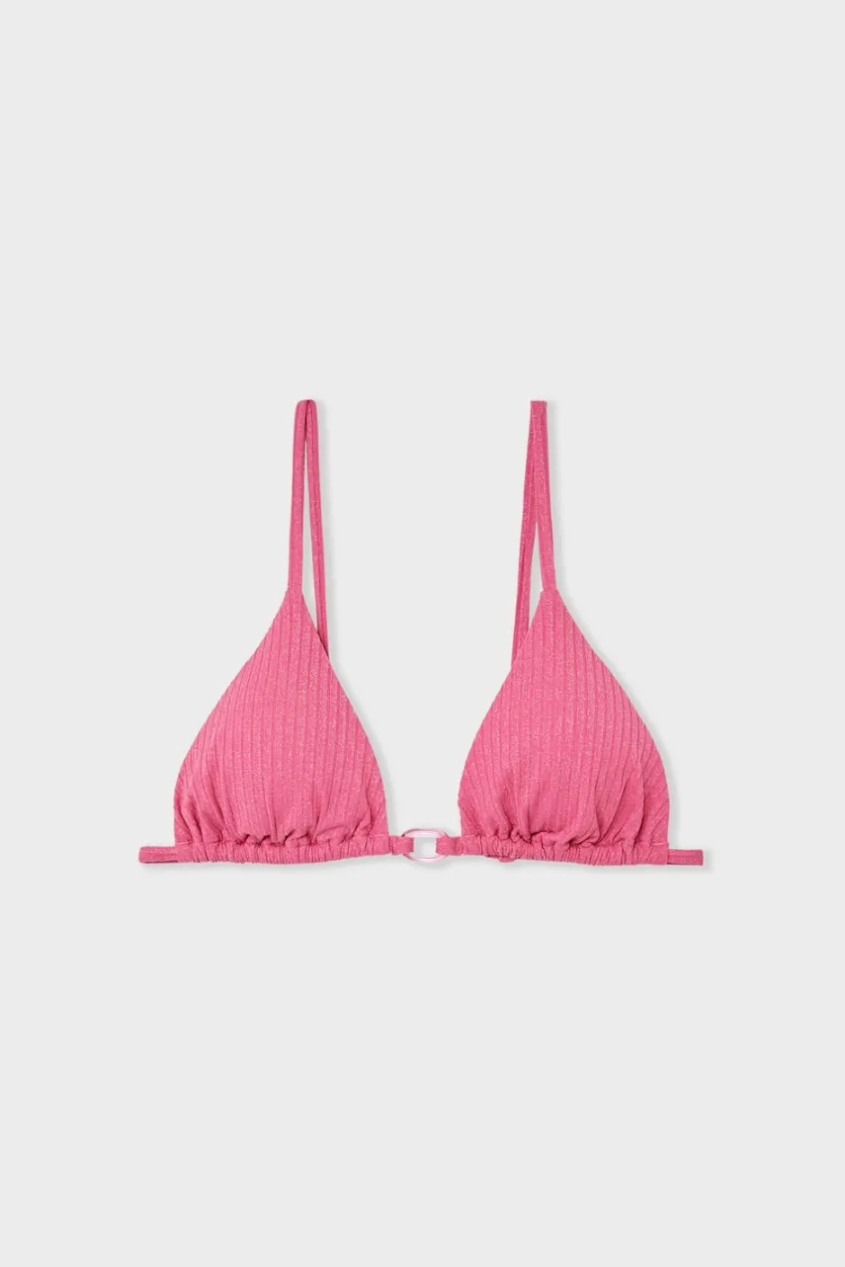 ETAM Triángulos|Top de bikini triangular de tejido brillante ROSA