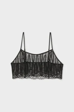 ETAM Pijamas Sexy|Partes De Arriba De Pijama|Top de encaje NEGRO