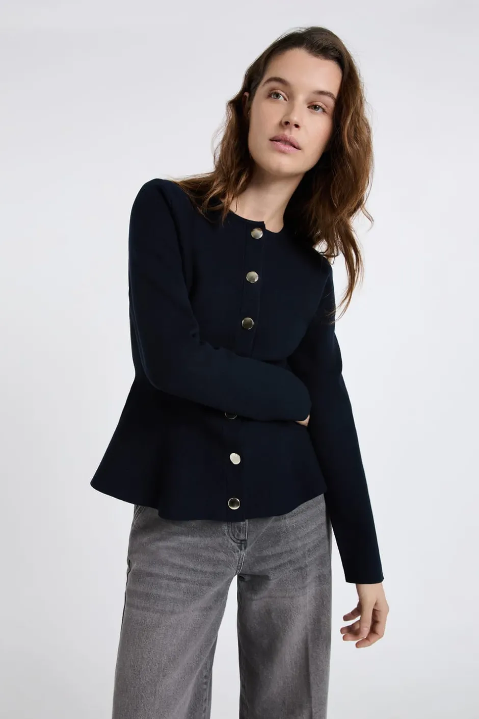 ETAM Chaquetas|Top de manga larga con botones dorados TINTA