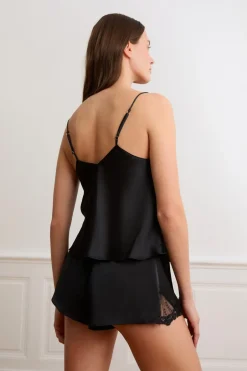 ETAM Pijamas Sexy|Partes De Arriba De Pijama|Top de satén NEGRO