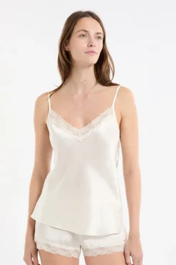 ETAM Pijamas De Seda|Partes De Arriba De Pijama|Top de seda PERLA