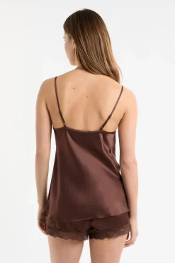 ETAM Pijamas De Seda|Partes De Arriba De Pijama|Top de seda con detalles de encaje HENNA