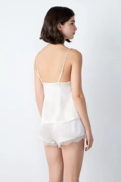 ETAM Pijamas De Seda|Top de seda con detalles de encaje CRUDO