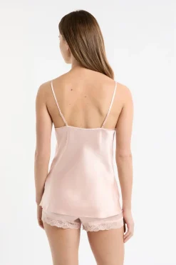 ETAM Pijamas Para Novias|Pijamas De Seda|Top de seda con detalles de encaje AVIANA