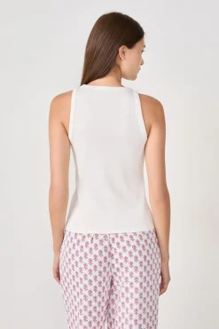 ETAM Partes De Arriba De Pijama|Los Pijamas Más Responsables|Top de tirantes de pijama de algodón BLANCO