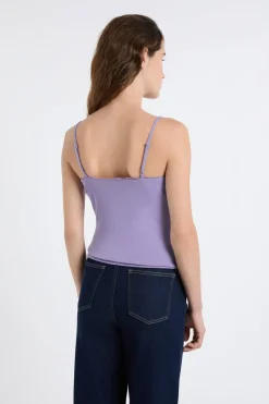 ETAM Cuello En V|Tops Sin Mangas|Top interior de algodón acanalado parma