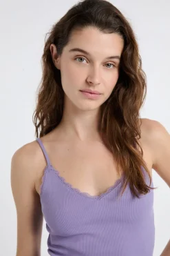 ETAM Cuello En V|Tops Sin Mangas|Top interior de algodón acanalado parma