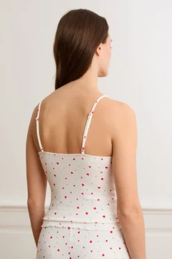 ETAM Los Pijamas Más Responsables|Partes De Arriba De Pijama|Top interior de punto calado con corazones de algodón IMP FD crudo