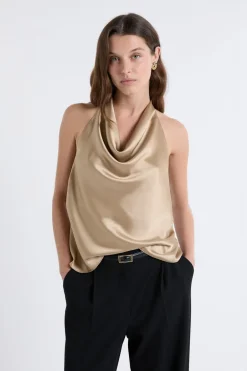 ETAM Cuello Redondo|Top sans manches satiné avec col bénitier OR