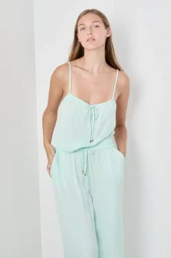 ETAM Partes De Arriba De Pijama|Top satinado con tirantes CELADÓN