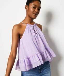 ETAM Cuello Redondo|Estampadas|Top sin tirantes IMP FD MAUVE.