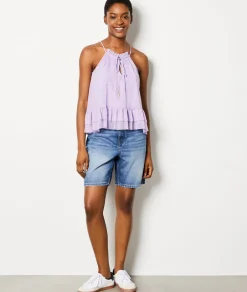 ETAM Cuello Redondo|Estampadas|Top sin tirantes IMP FD MAUVE.