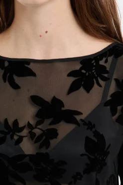 ETAM Pijamas Sexy|Partes De Arriba De Pijama|Top transparent à motif floral NOIR