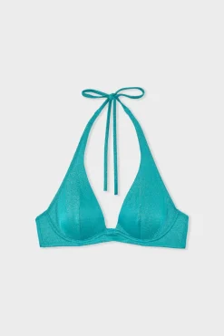 ETAM Con Aro|Triángulo con aros top de bikini AZUL VERDOSO