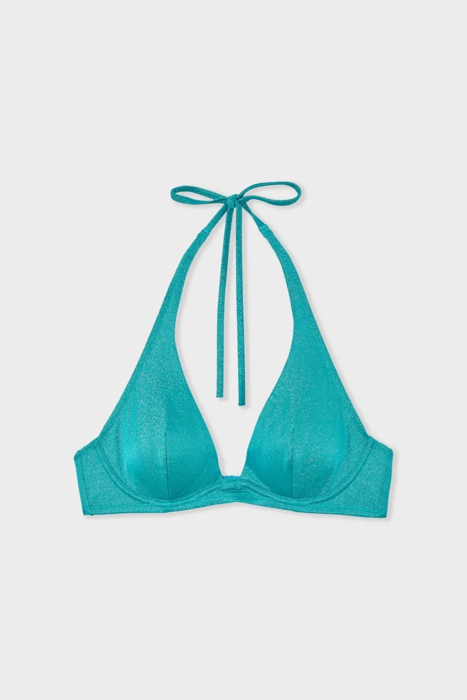 ETAM Con Aro|Triángulo con aros top de bikini AZUL VERDOSO