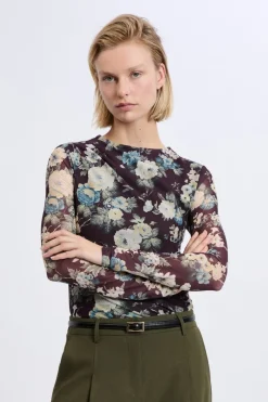 ETAM Manga Larga|Estampadas|T-shirt à motif fleuris IMP FD VIOLET.