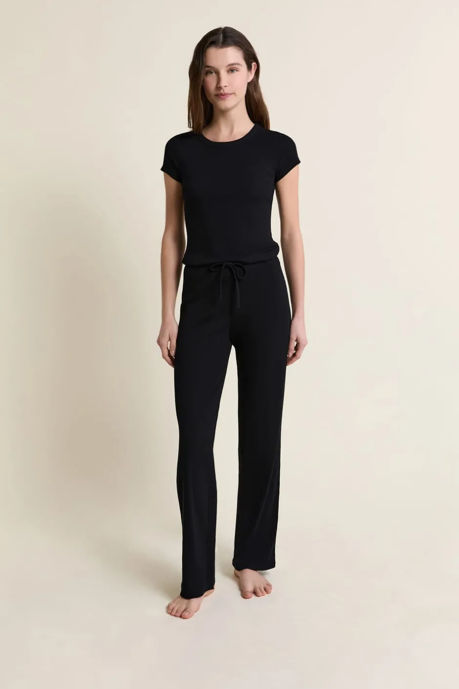 ETAM Los Pijamas Más Responsables|Pijamas Esenciales|T-shirt de pyjama manches courtes avec coton NOIR