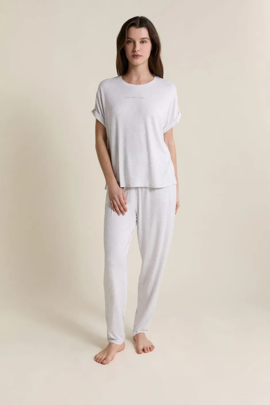 ETAM Los Pijamas Más Responsables|Partes De Arriba De Pijama|T-shirt de pyjama manches courtes GRIS CLAIR