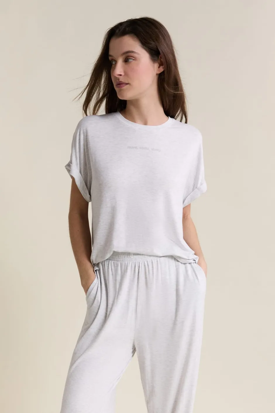 ETAM Los Pijamas Más Responsables|Partes De Arriba De Pijama|T-shirt de pyjama manches courtes GRIS CLAIR