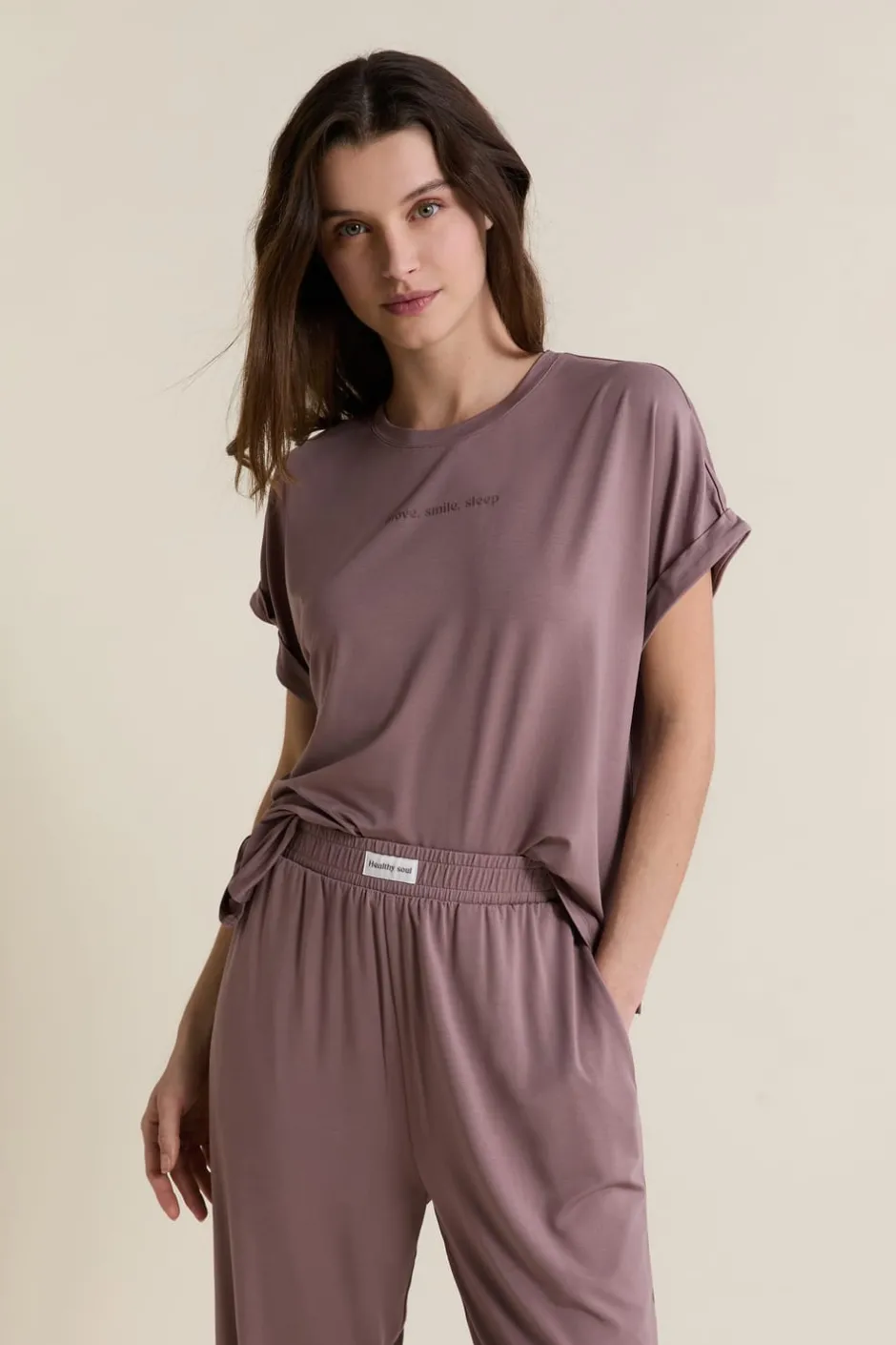 ETAM Partes De Arriba De Pijama|Los Pijamas Más Responsables|T-shirt de pyjama manches courtes TAUPE