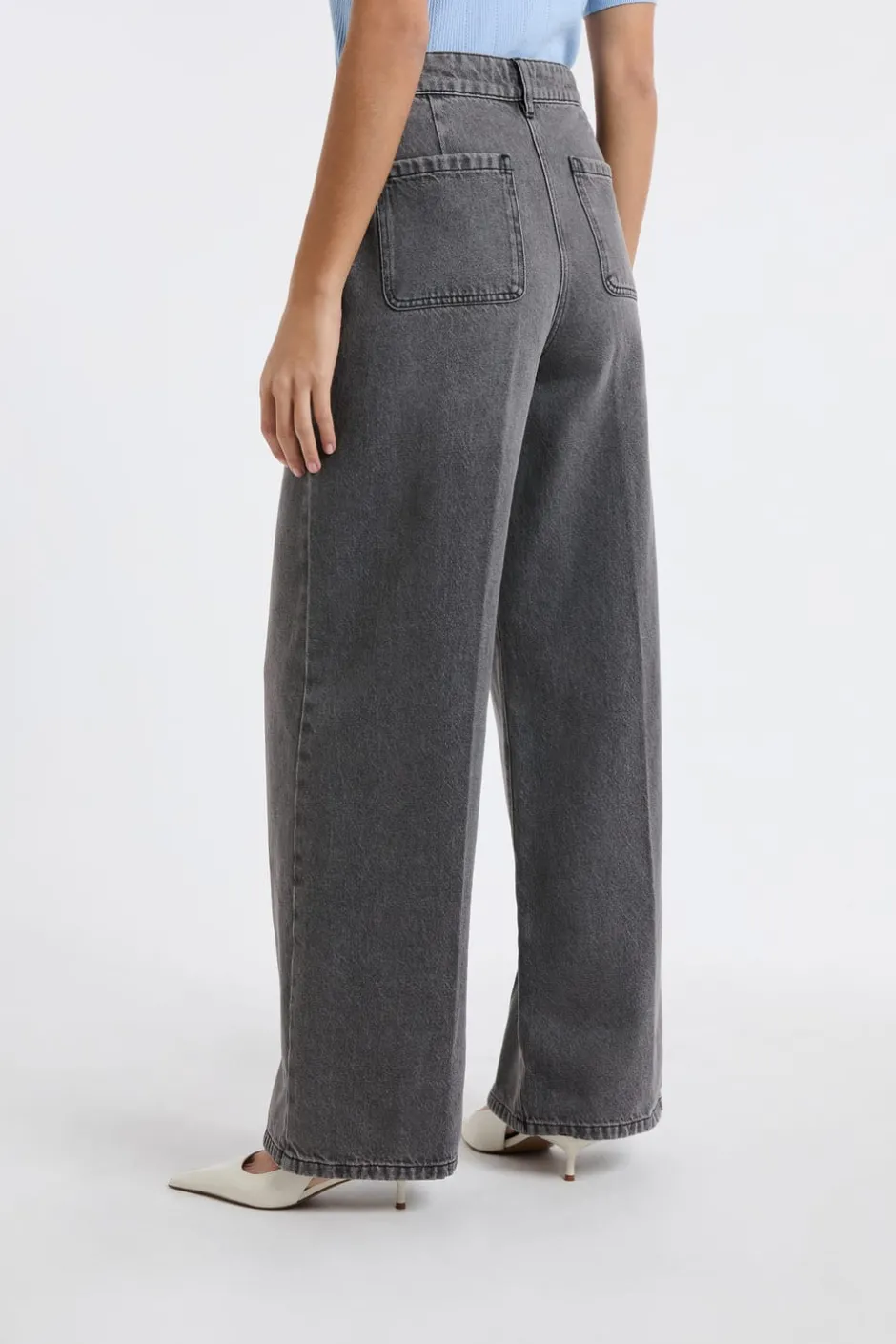 ETAM Corte Ancho|Jeans|Vaqueros anchos de algodón GRIS