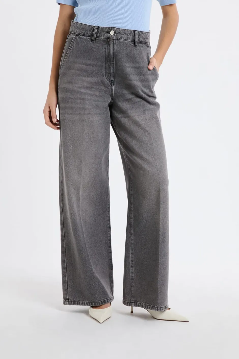 ETAM Corte Ancho|Jeans|Vaqueros anchos de algodón GRIS