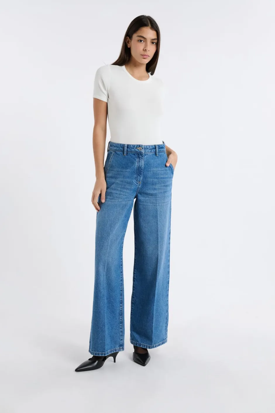 ETAM Corte Ancho|Jeans|Vaqueros anchos de algodón AZUL