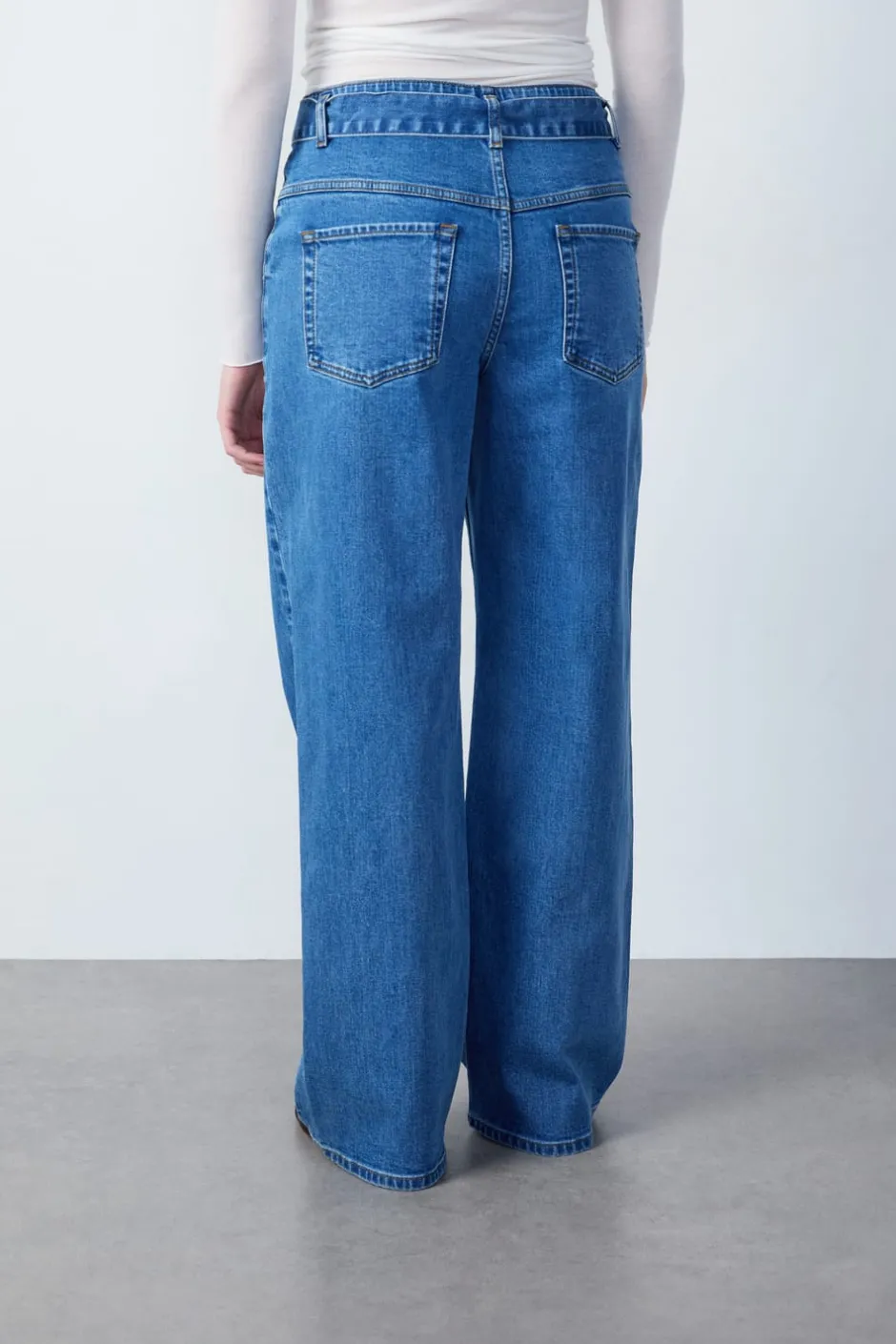 ETAM Mom Jeans|Vaqueros corte zanahoria con corbata AZUL REAL