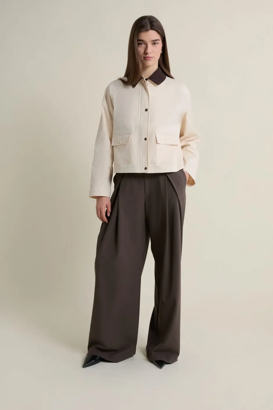 ETAM Chaquetas|Abrigos Cortos|Veste courte à col velours ECRU