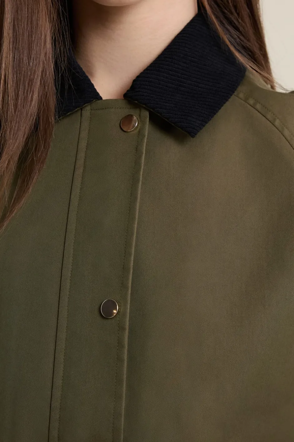 ETAM Chaquetas|Abrigos Cortos|Veste courte à col velours KAKI