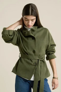 ETAM Cuello Alto|Chaquetas|Veste maille ceinturée KAKI