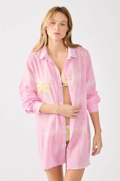 ETAM Túnicas Y Vestidos De Playa|Vestido camisero de algodón bordado ROSA