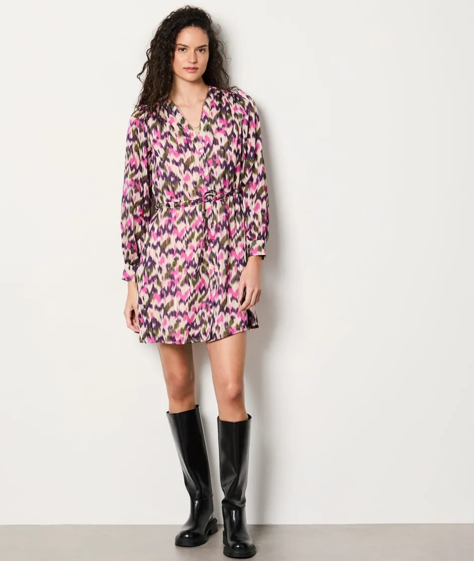 ETAM Vestidos Cortos|Vestidos Estilo Bohemio|Vestido corto camisero estampado MULTICOLOR