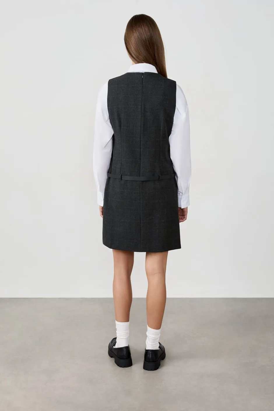 ETAM Vestidos Cortos|Vestidos|Vestido corto sin mangas con cinturón GRIS