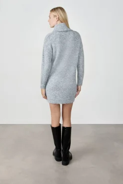 ETAM Vestidos Cortos|Vestidos Lisos|Vestido jersey de cuello alto GRIS