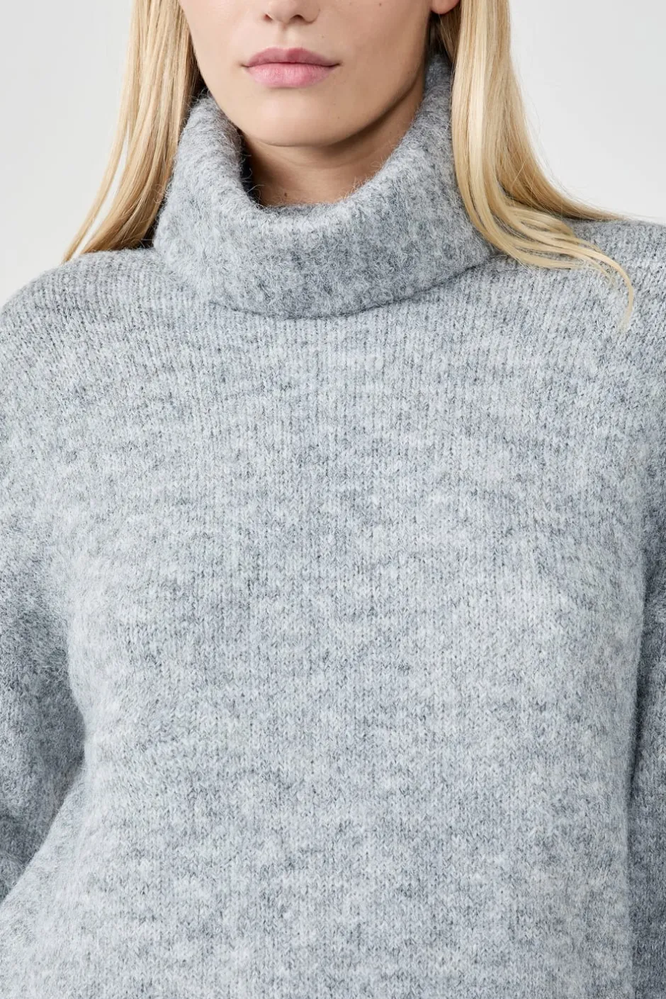 ETAM Vestidos Cortos|Vestidos Lisos|Vestido jersey de cuello alto GRIS