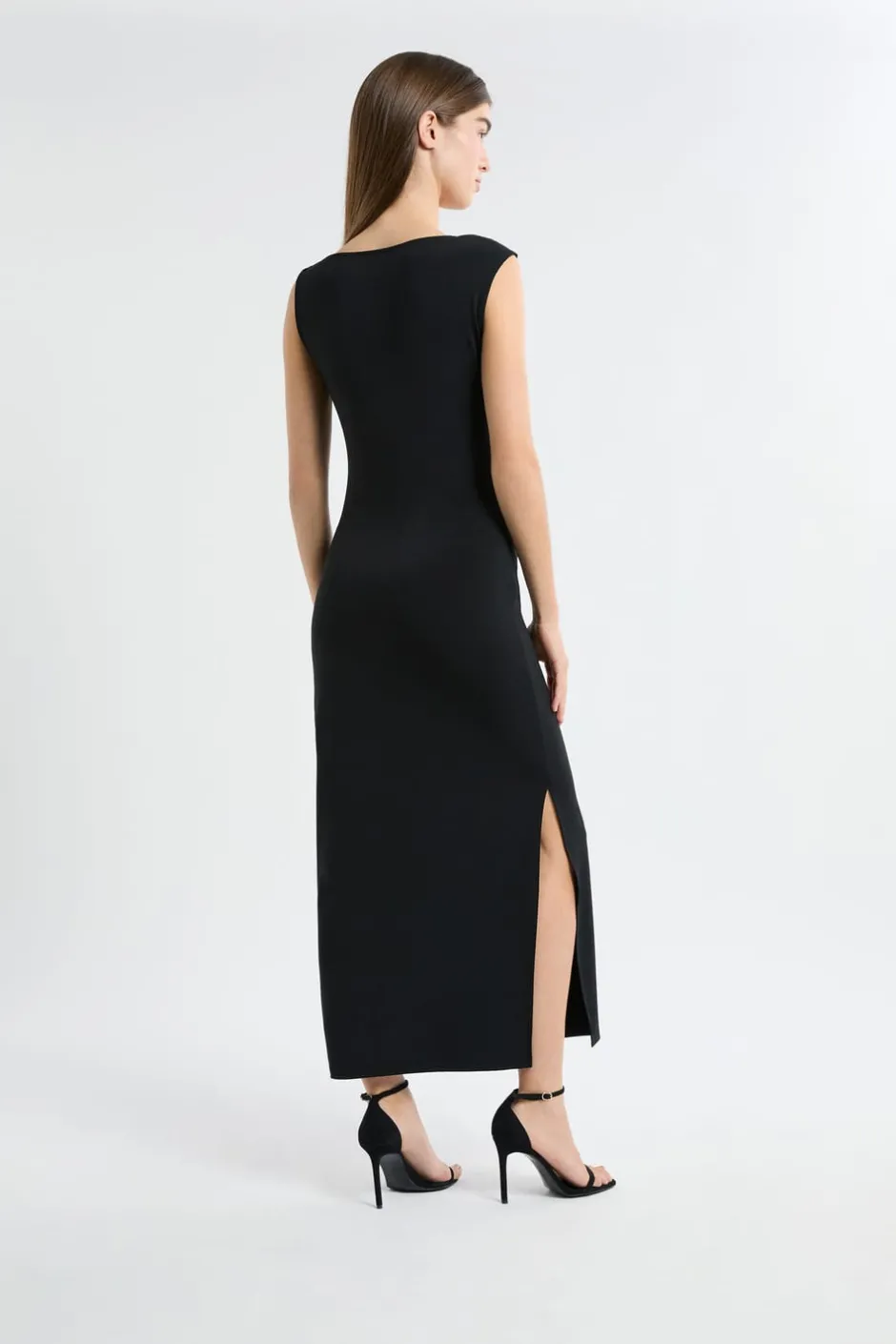 ETAM Vestidos Largos|Vestidos Lisos|Vestido largo ajustado NEGRO